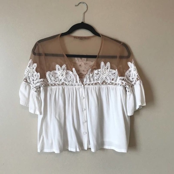For Love & Lemons Carmine Lace White Top - Picture 3 of 9